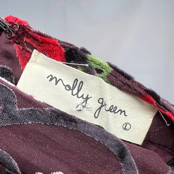 Molly Green Velvet Floral Long Sleeve Top Women's Size Large - Picture 6 of 7